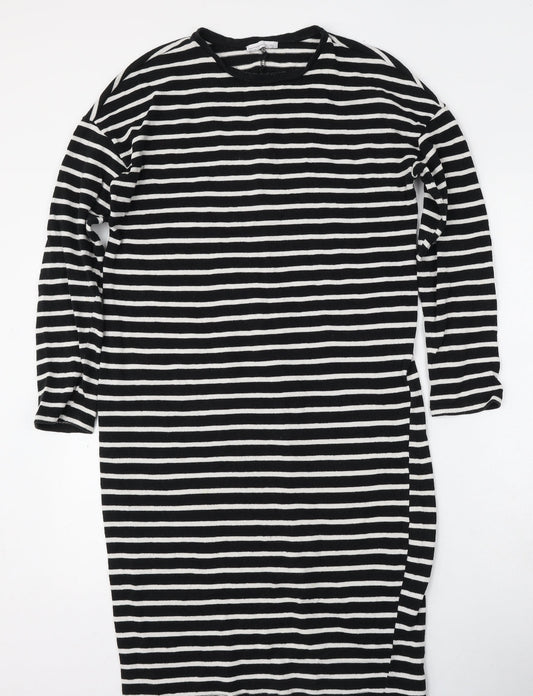 Zara Womens Blue Round Neck Striped Polyester Pullover Jumper Size S