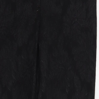 Next Womens Black Floral Cotton Dress Pants Trousers Size 10 L29 in Regular Hook & Eye