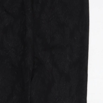 Next Womens Black Floral Cotton Dress Pants Trousers Size 10 L29 in Regular Hook & Eye