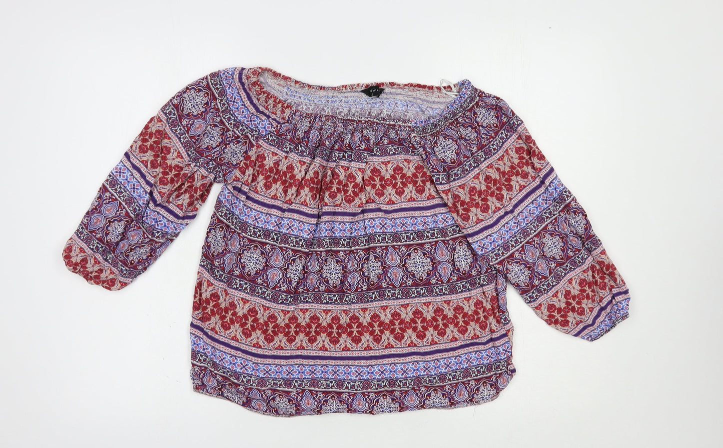 New Look Womens Multicoloured Paisley Viscose Basic Blouse Size 12 Off the Shoulder