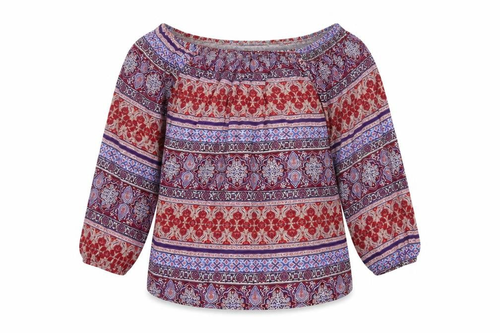 New Look Womens Multicoloured Paisley Viscose Basic Blouse Size 12 Off the Shoulder