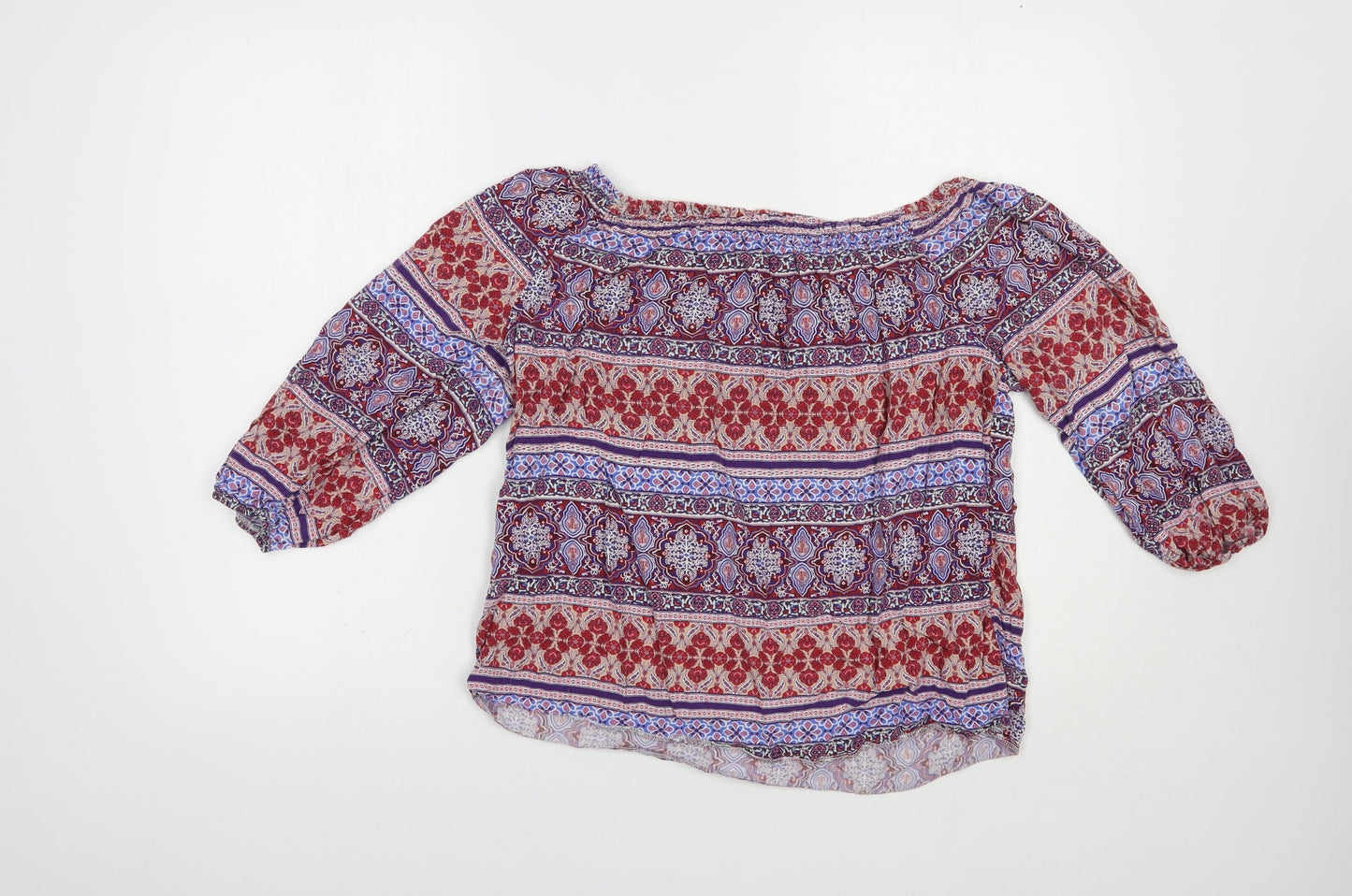 New Look Womens Multicoloured Paisley Viscose Basic Blouse Size 12 Off the Shoulder
