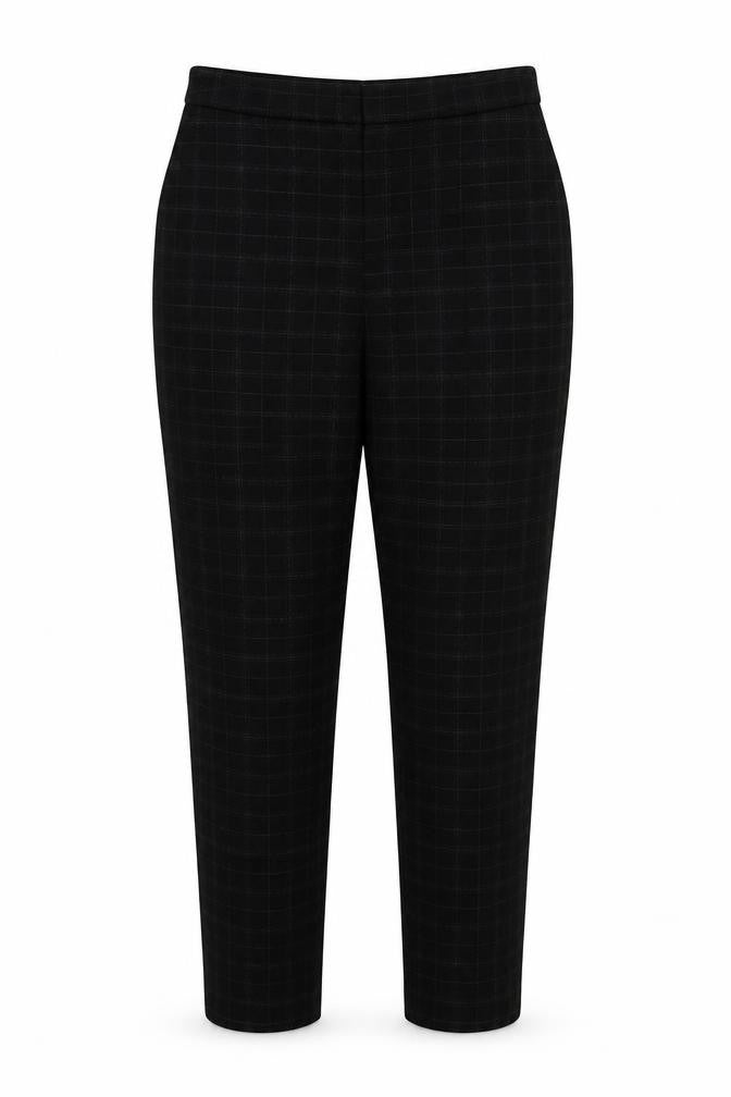 MNG Womens Black Plaid Polyester Trousers  Size 14 L27 in Regular Zip