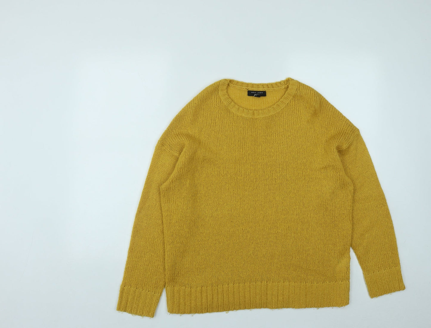 New Look Womens Yellow Round Neck  Acrylic Pullover Jumper Size S