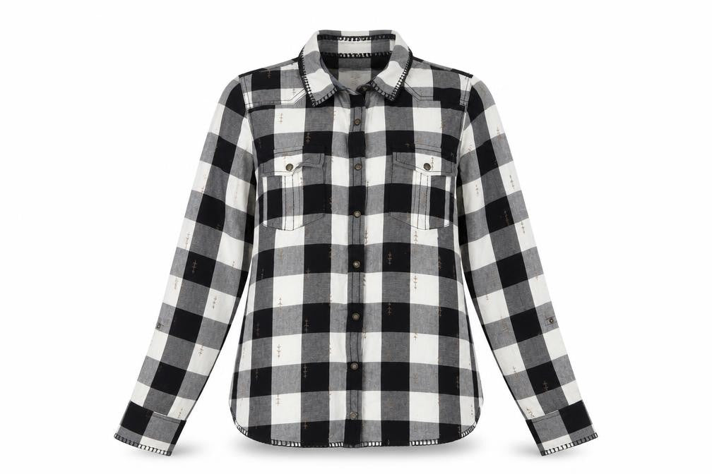 Twenty Three Womens Multicoloured Plaid Cotton Basic Button-Up Size XL Collared
