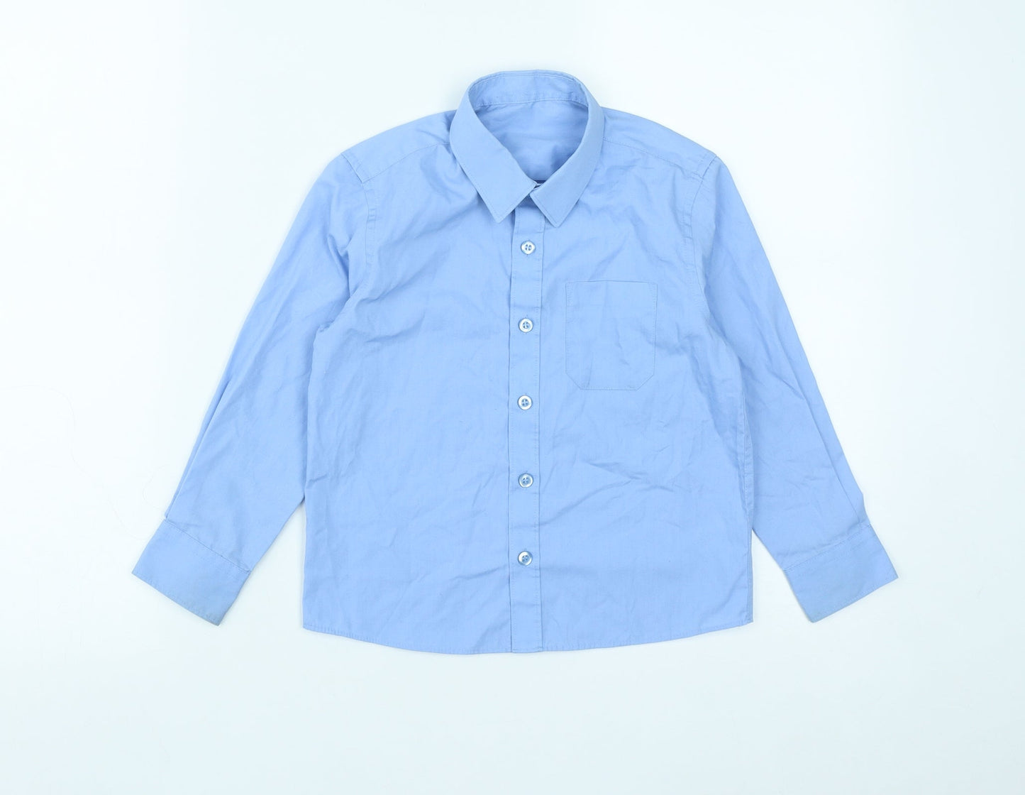 Dunnes Boys Blue  Polyester Basic Button-Up Size 5-6 Years Collared Button