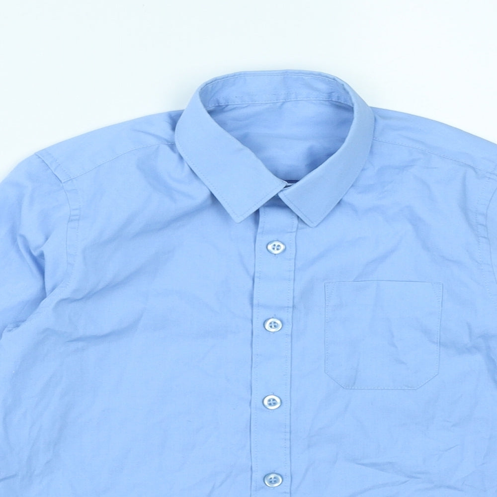 Dunnes Boys Blue  Polyester Basic Button-Up Size 5-6 Years Collared Button