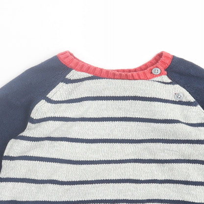 F7F Boys Multicoloured Striped Cotton Pullover Jumper Size 9-12 Months  Button