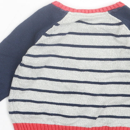 F7F Boys Multicoloured Striped Cotton Pullover Jumper Size 9-12 Months  Button