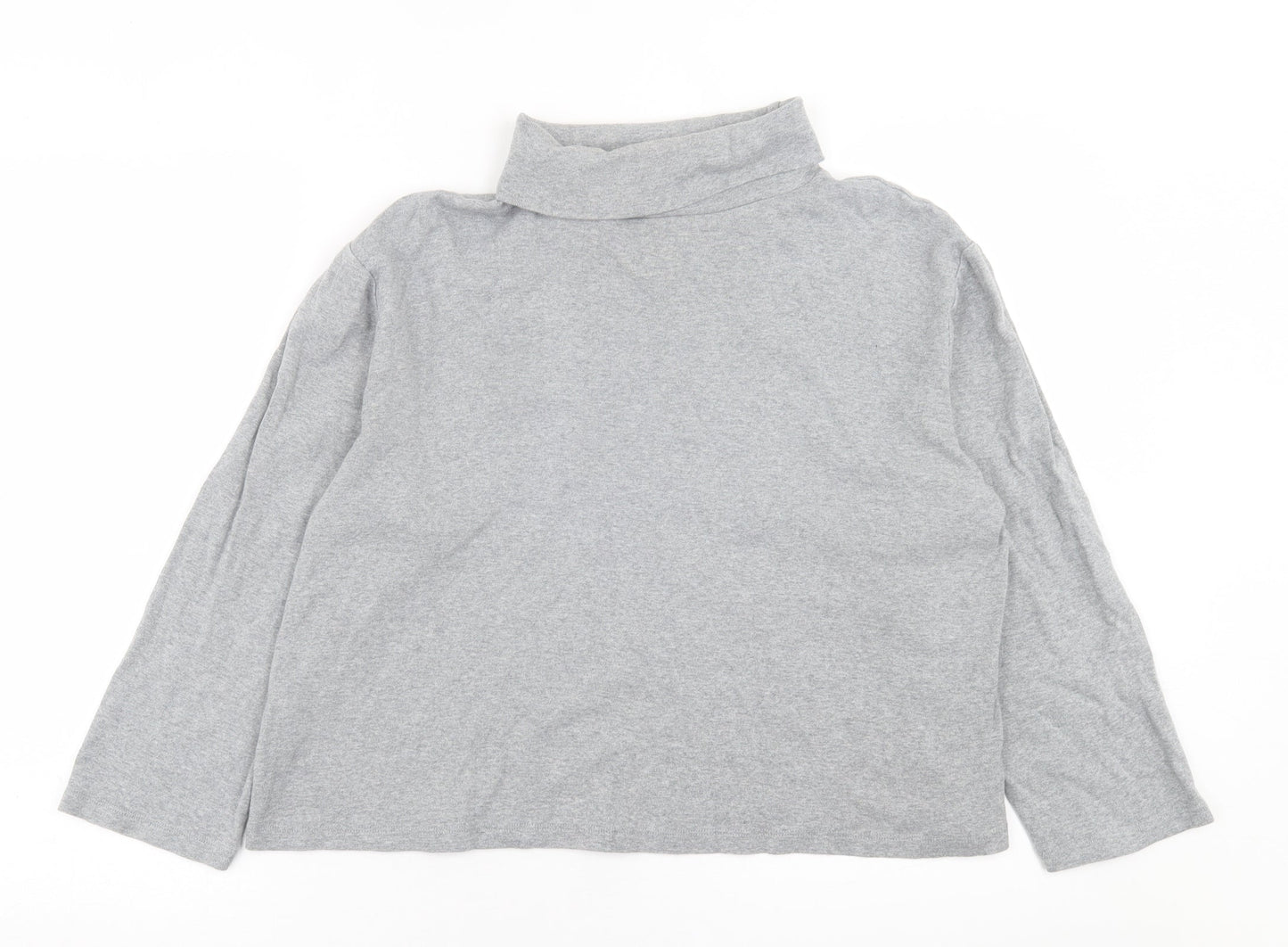 emrec Womens Grey Roll Neck  Cotton Pullover Jumper Size 20