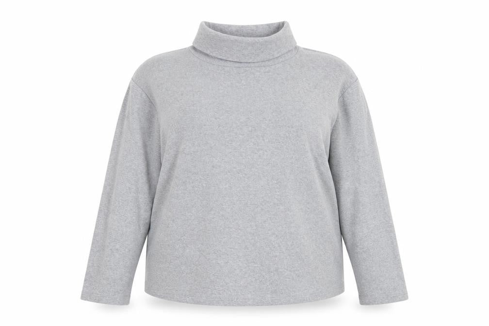 emrec Womens Grey Roll Neck  Cotton Pullover Jumper Size 20