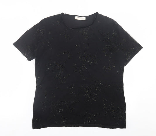 bonmarch Womens Black  Viscose Basic T-Shirt Size M Crew Neck