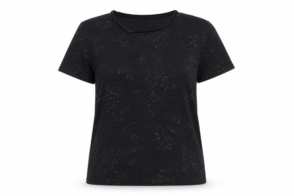 Bonmarché Womens Black Viscose Basic T-Shirt Size M Crew Neck