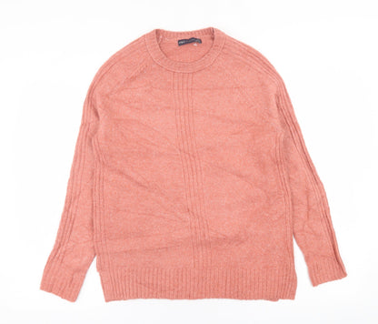 Marks & Spencer Womens Pink Crew Neck  Acrylic Pullover Jumper Size XS