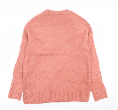 Marks & Spencer Womens Pink Crew Neck  Acrylic Pullover Jumper Size XS