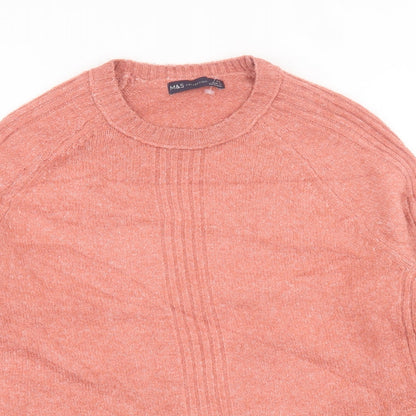 Marks & Spencer Womens Pink Crew Neck  Acrylic Pullover Jumper Size XS