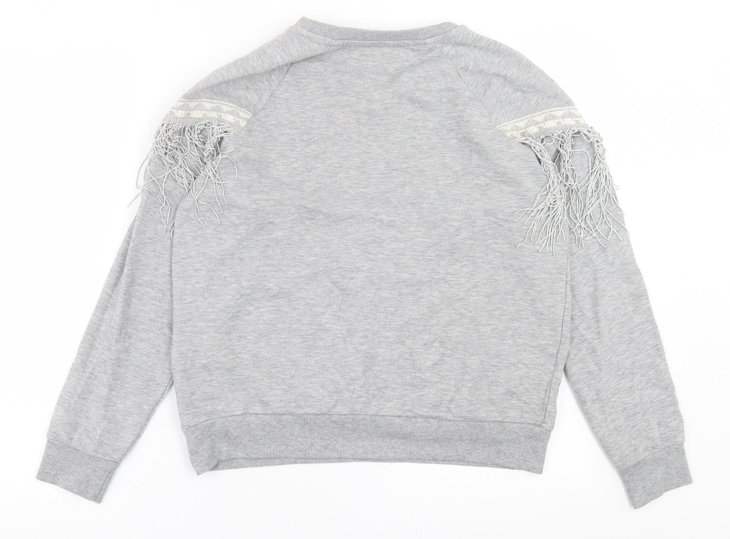 River Island Womens Grey Crew Neck  Cotton Pullover Jumper Size 8