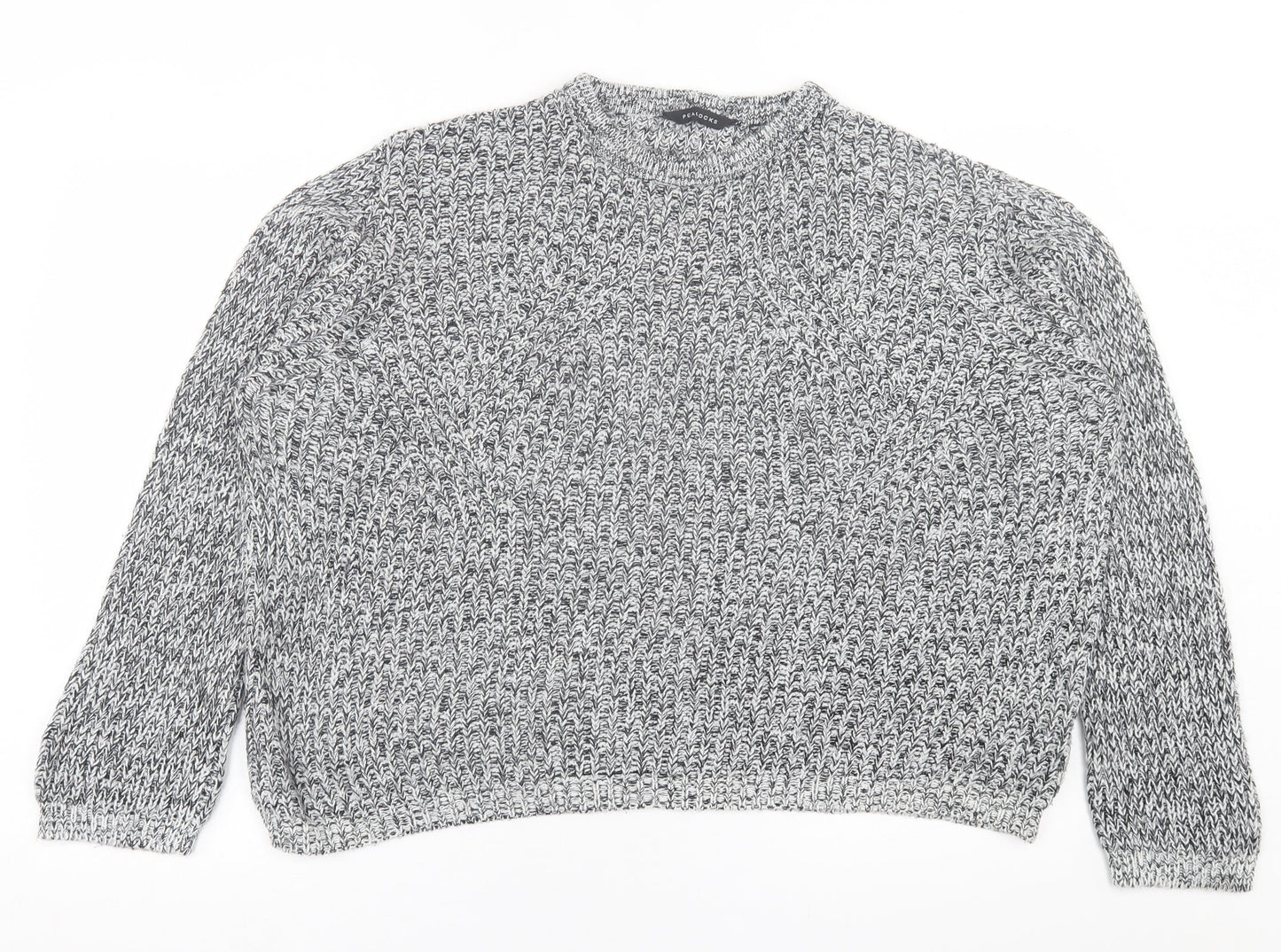 Peacocks Womens Grey Crew Neck  Acrylic Pullover Jumper Size L