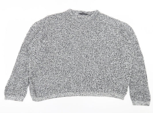 Peacocks Womens Grey Crew Neck  Acrylic Pullover Jumper Size L