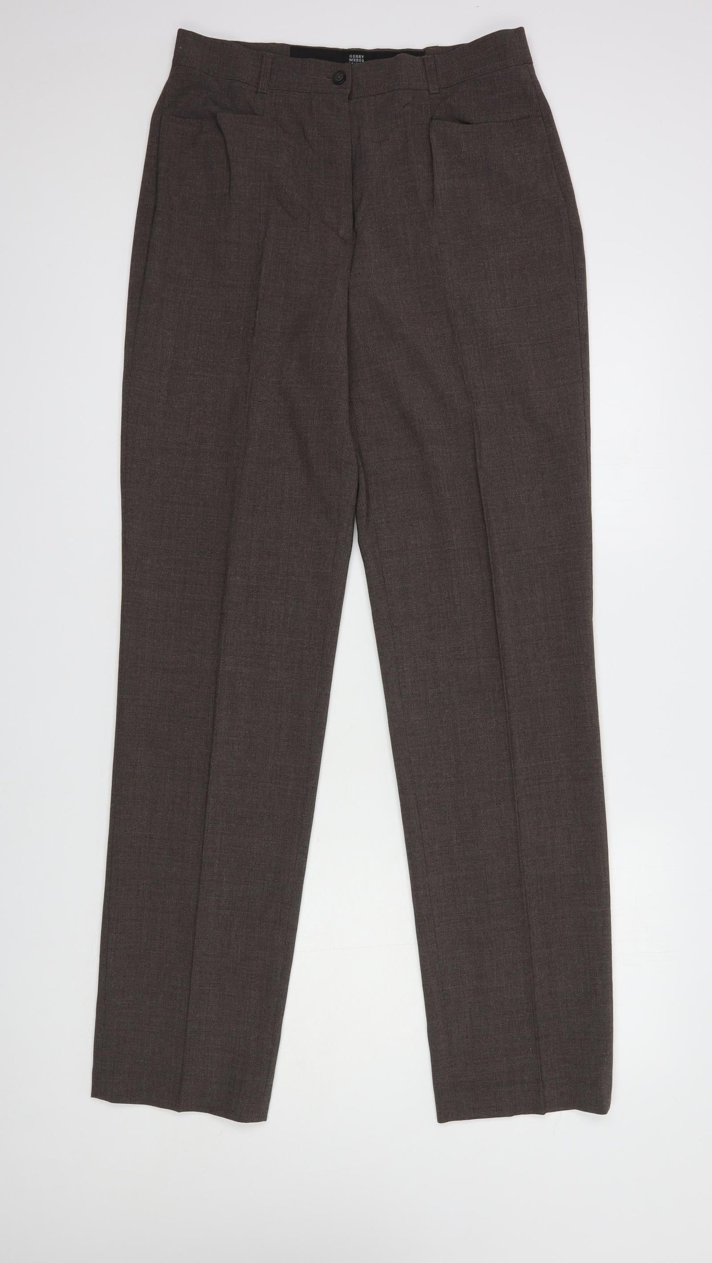 Gerry Weber Womens Brown  Polyester Dress Pants Trousers Size 14 L34 in Regular Button