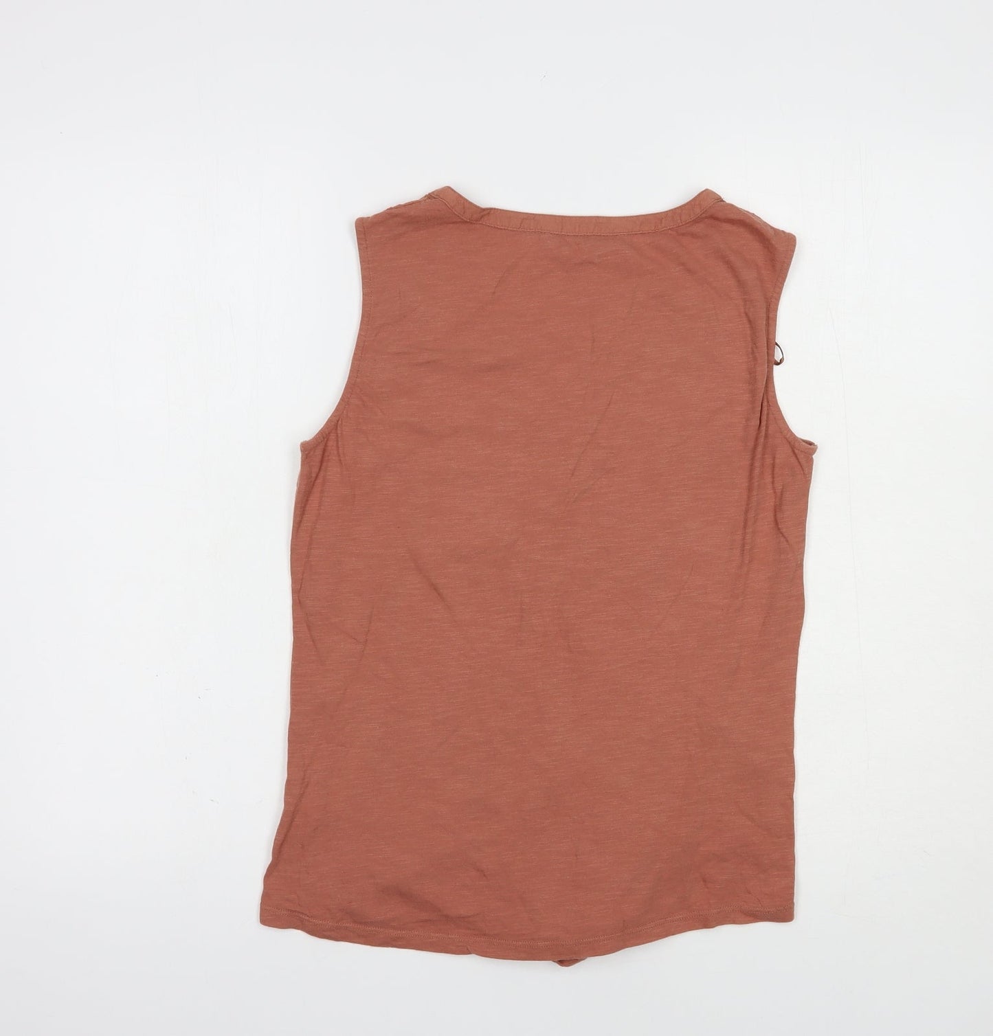 Dunnes Stores Womens Brown  Cotton Basic Blouse Size XS V-Neck