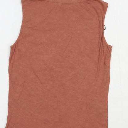 Dunnes Womens Brown  Cotton Basic Blouse Size XS V-Neck