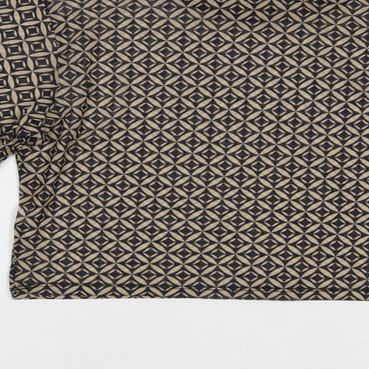 Miss Selfridge Womens Beige Geometric Polyester Cropped Blouse Size 14 Mock Neck