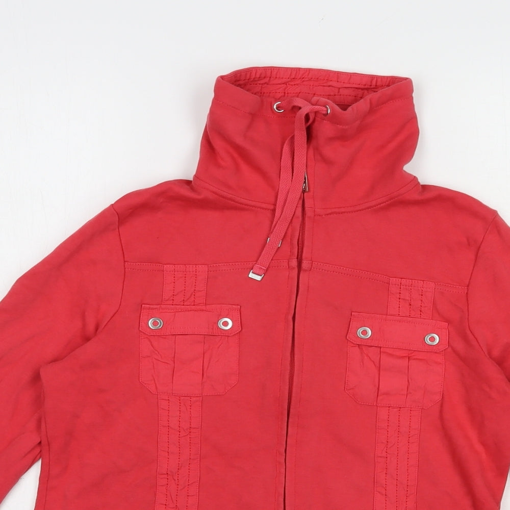 DASH Womens Red  Cotton Full Zip Sweatshirt Size 12  Zip