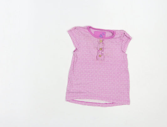 TU Baby Purple Geometric Cotton Basic T-Shirt Size 6-9 Months Crew Neck Pullover