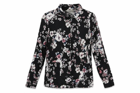 Peacocks Womens Black Floral Viscose Kimono Blouse Size 12 V-Neck