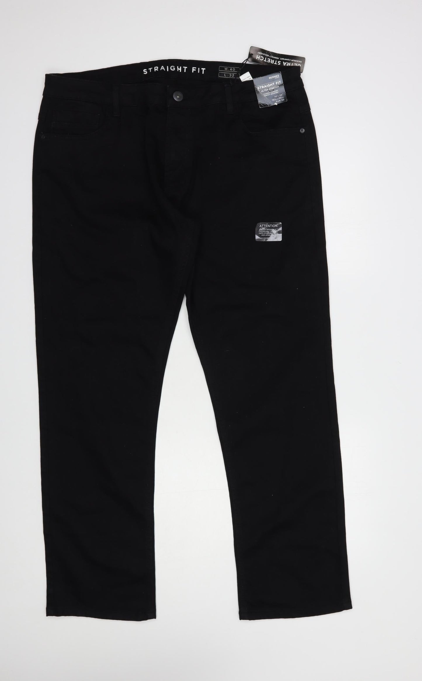 Dunnes Stores Womens Black  Cotton Straight Jeans Size 40 in L32 in Regular Button