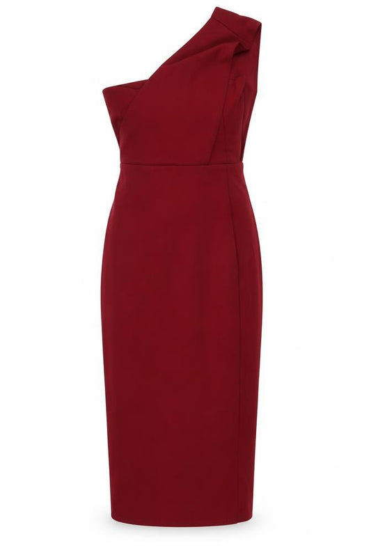 PRETTYLITTLETHING Womens Red  Polyester Bodycon  Size 8  Off the Shoulder
