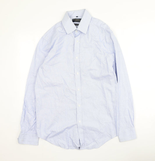 Hammond & Co  Mens Blue  Cotton  Button-Up Size 15.5 Collared