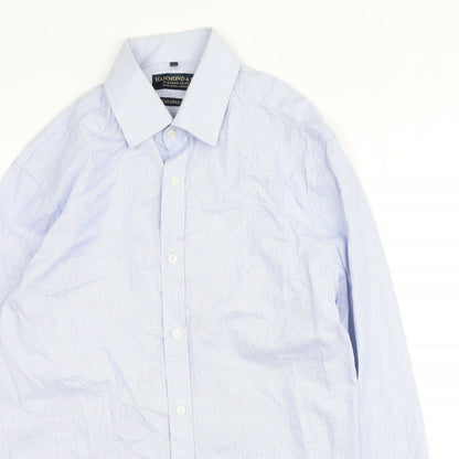 Preloved Hammond & Co  Mens Blue  Cotton  Button-Up Size 15.5 Collared - Detail