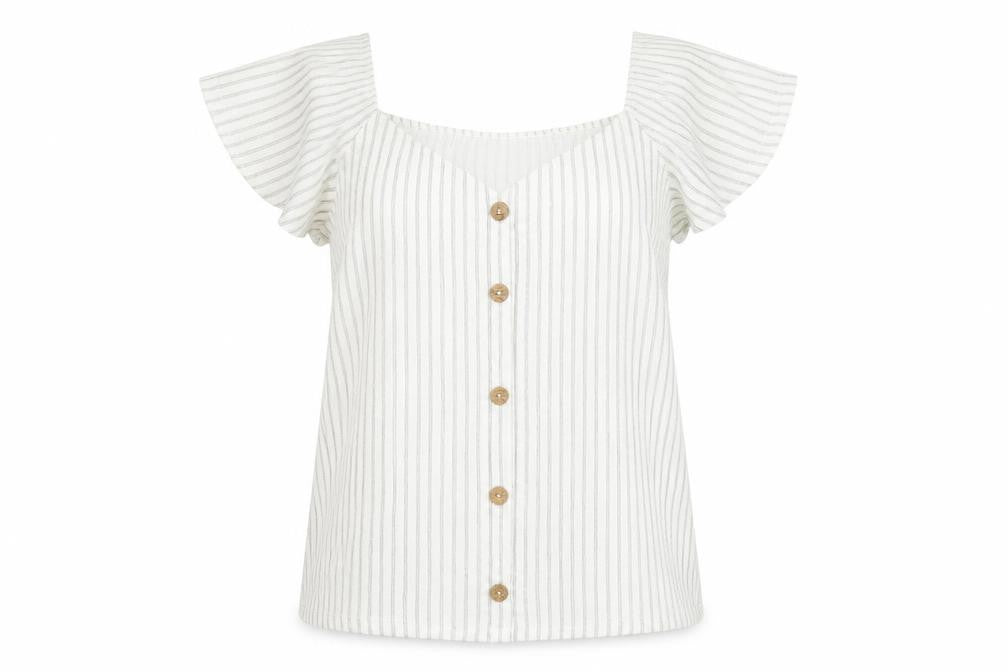 Dunnes Stores Womens Multicoloured Striped Polyester Basic Blouse Size L Off the Shoulder