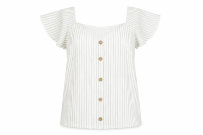 Dunnes Womens Multicoloured Striped Polyester Basic Blouse Size L Off the Shoulder