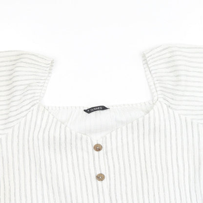 Dunnes Womens Multicoloured Striped Polyester Basic Blouse Size L Off the Shoulder