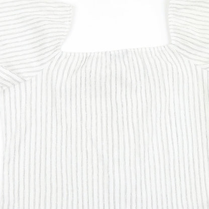 Dunnes Womens Multicoloured Striped Polyester Basic Blouse Size L Off the Shoulder