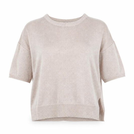 Preworn Womens Gold  Viscose Basic Blouse Size S Round Neck