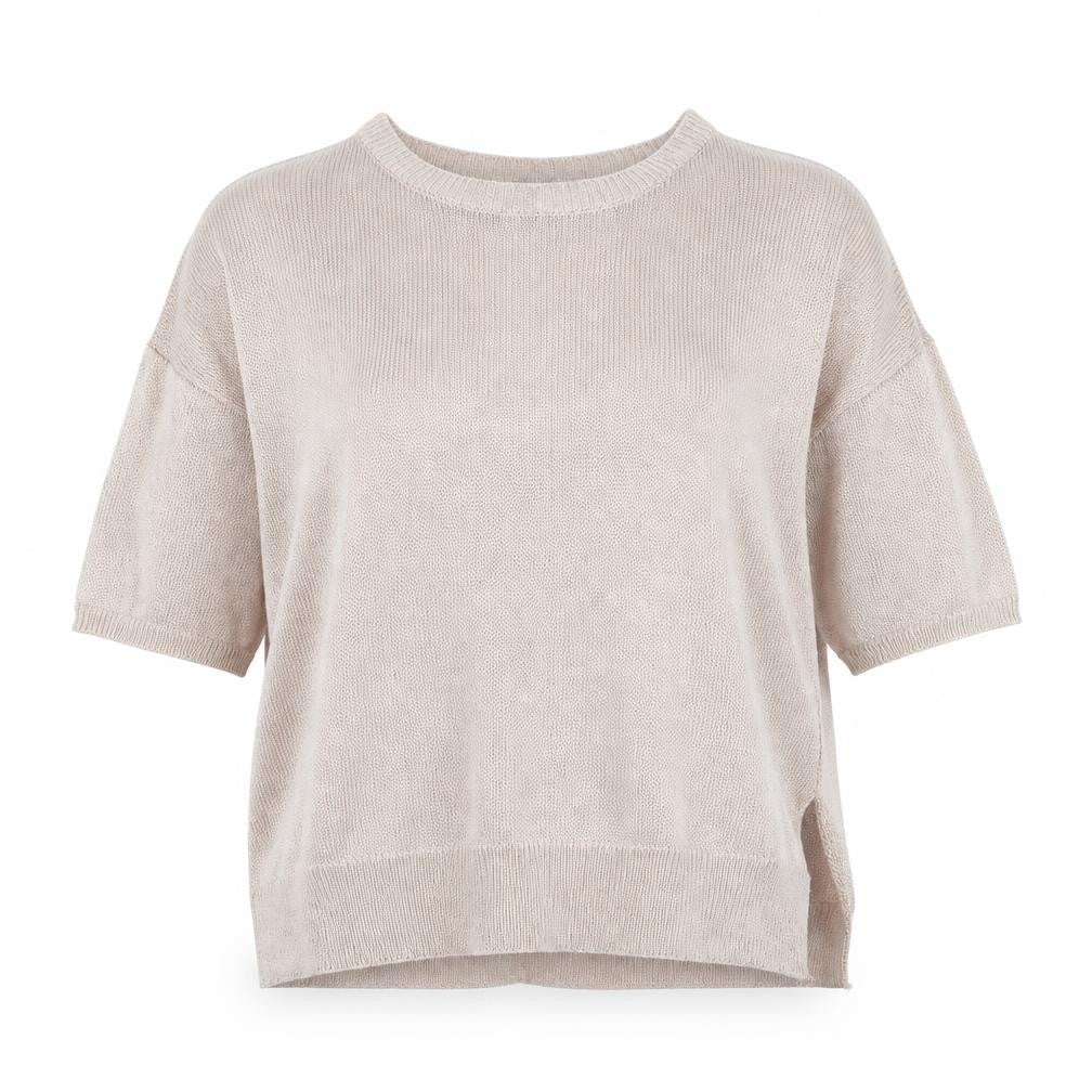 Preworn Womens Gold  Viscose Basic Blouse Size S Round Neck