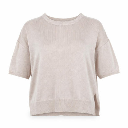 Preworn Womens Gold  Viscose Basic Blouse Size S Round Neck