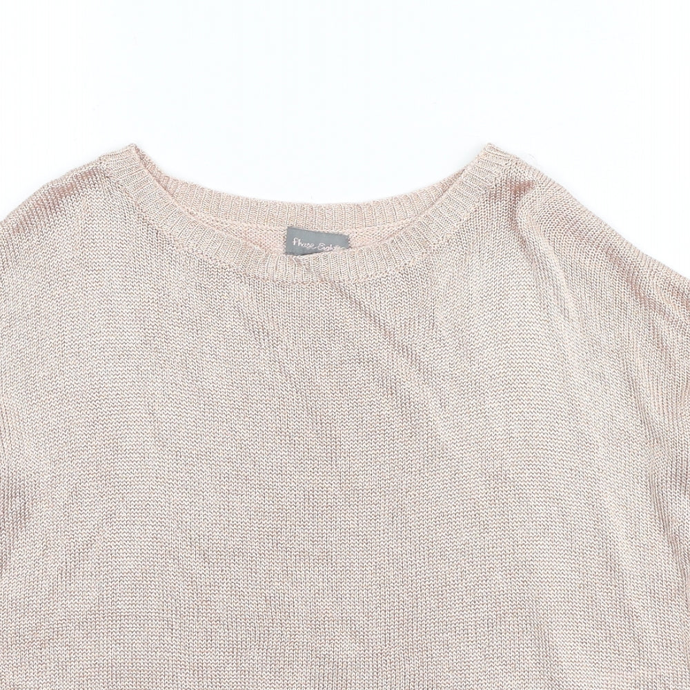 Preworn Womens Gold  Viscose Basic Blouse Size S Round Neck
