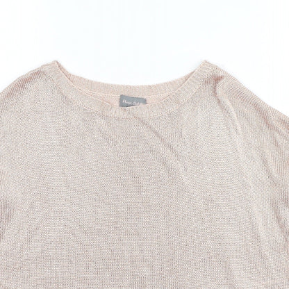 Preworn Womens Gold  Viscose Basic Blouse Size S Round Neck