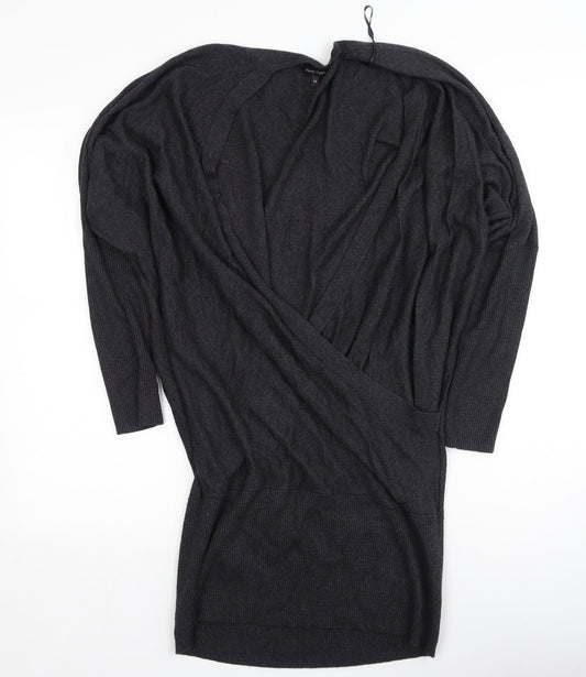 Preworn Womens Grey  Nylon Bodycon  Size 14  V-Neck