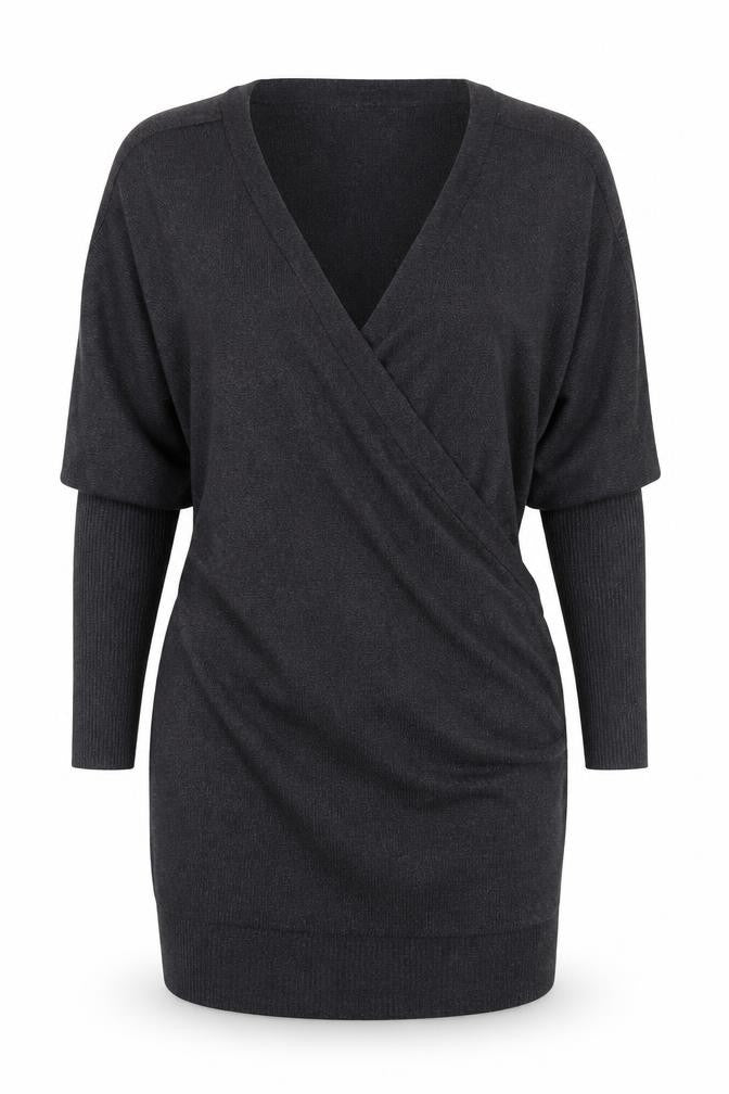Preworn Womens Grey  Nylon Bodycon  Size 14  V-Neck