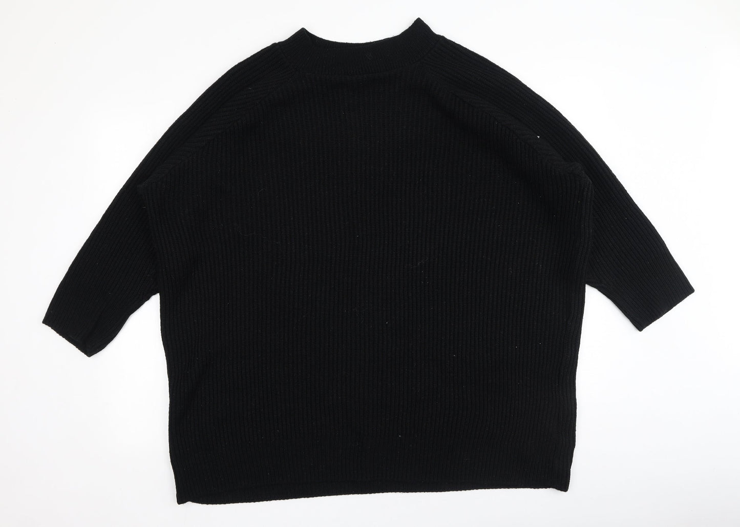 Topshop Womens Black Round Neck  Acrylic Pullover Jumper Size L