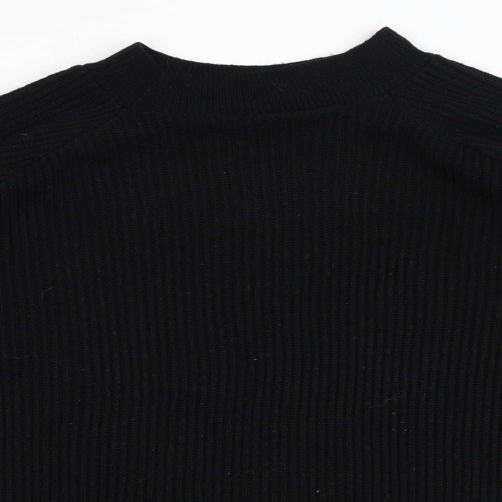 Topshop Womens Black Round Neck  Acrylic Pullover Jumper Size L