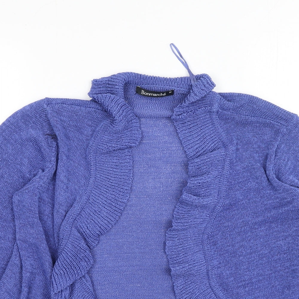 Bonmarché Womens Purple Round Neck  Polyester Cardigan Jumper Size M