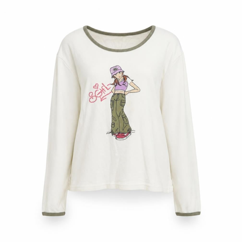 Dunnes Stores Girls Beige  Cotton Basic Casual Size 7 Years Round Neck