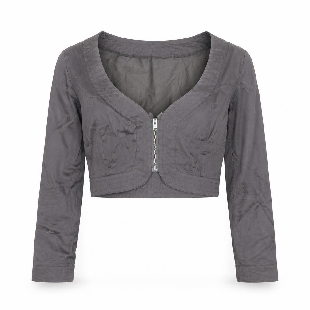 Jensen Womens Grey Round Neck  Polyester Cardigan Jumper Size S